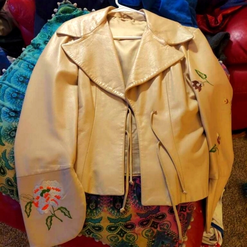 Authentic vintage olivieri les marèes women's leather jacket
